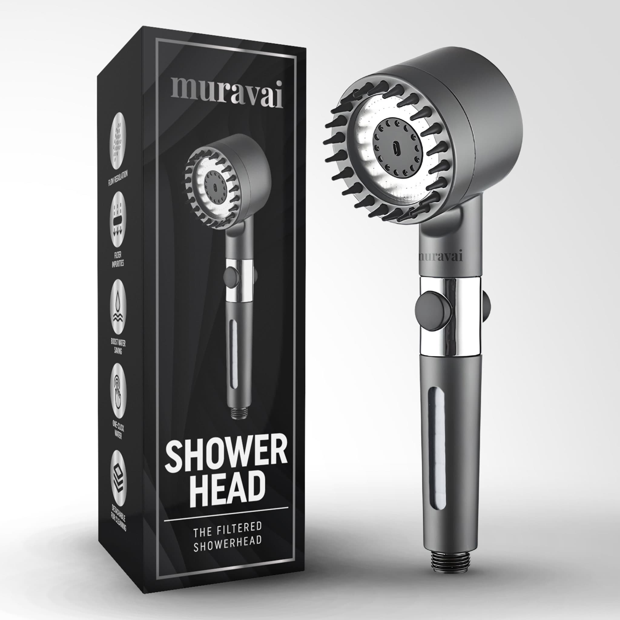 Muravai showerhead product shot and packaging.