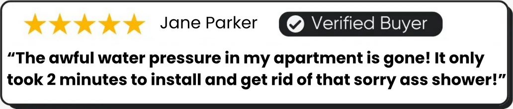Jane Parker verified buyer testimonial about Muravai fixing apartment shower pressure.